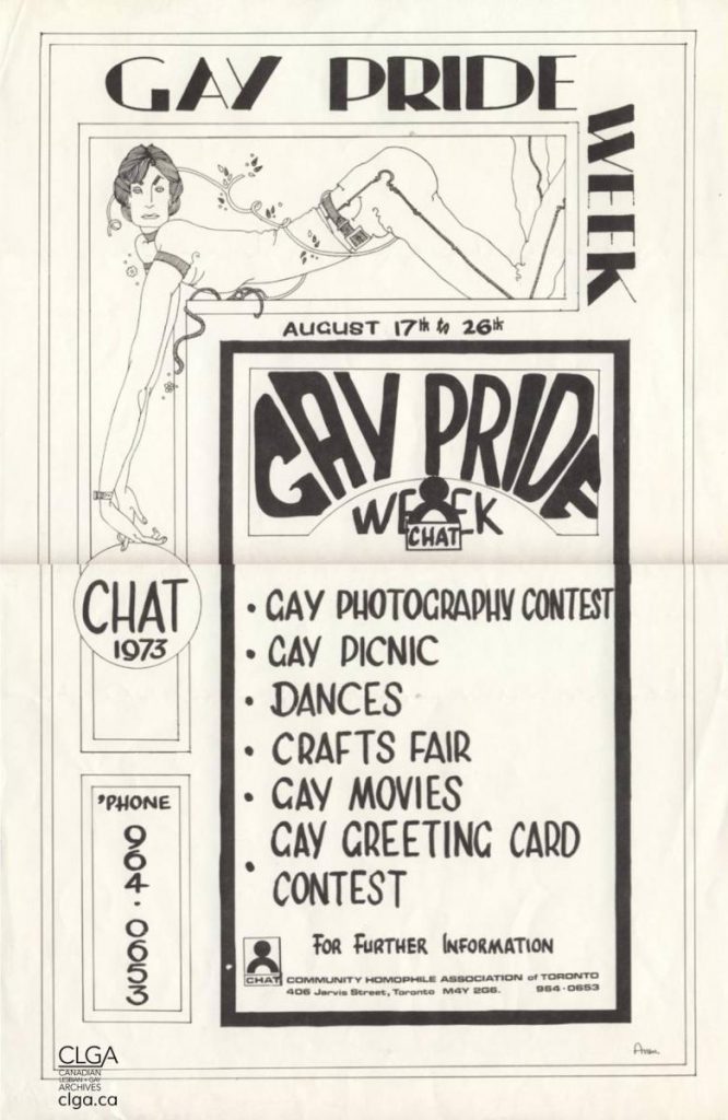 Poster for Gay Pride Week, Toronto, 1973.