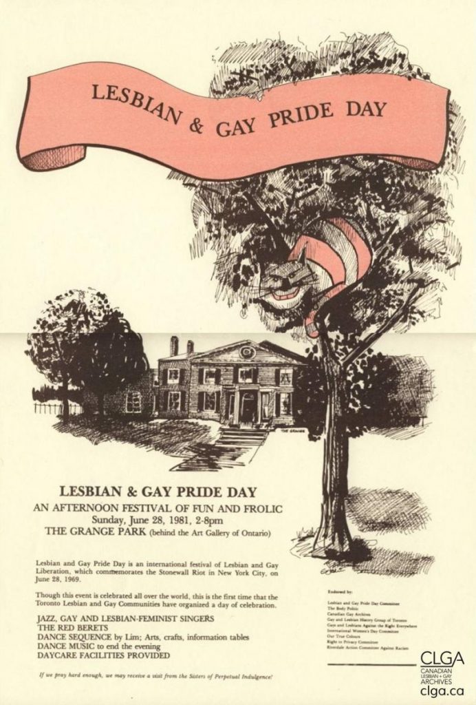 Poster for Lesbian & Gay Pride Day, Toronto, 1981.