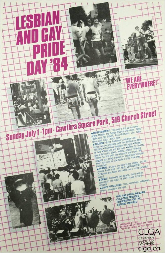 Poster for Lesbian and Gay Pride Day, Toronto, 1984.