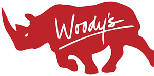 Woody’s logo Rhinoceros with Woody’s written across it