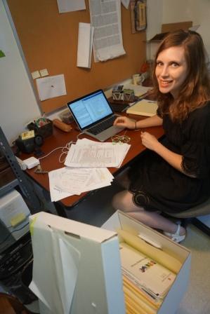 Lucie Handley-Girard  working at computer