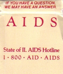 State of IL AIDS Hotline Matchbook