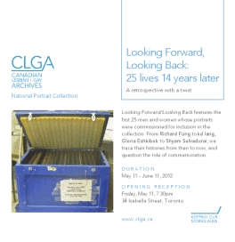 Flyer for "Looking Forward, Looking Back" exhibit
