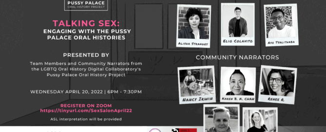 Event title, date and time alongside headshots of the event speakers.