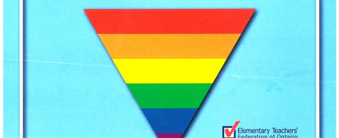 Upside-down rainbow triangle with the words “POSITIVE SPACE” above it, on a blue background