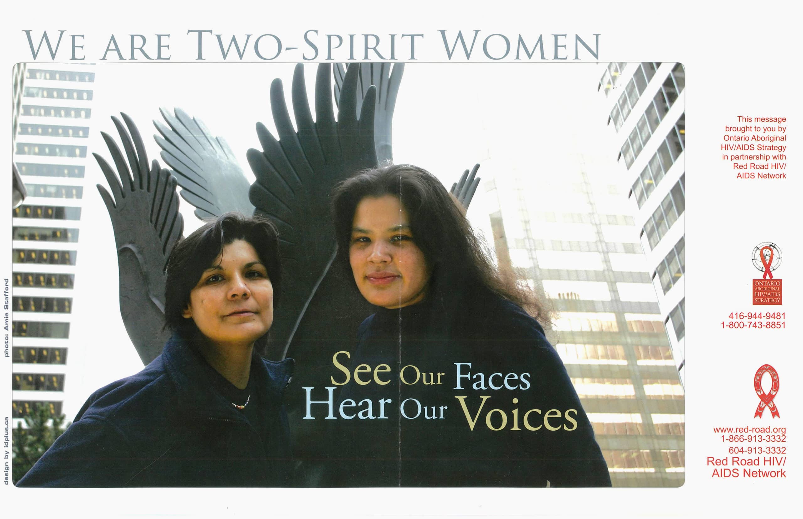 Photo of two women with wings and skyscrapers in the background