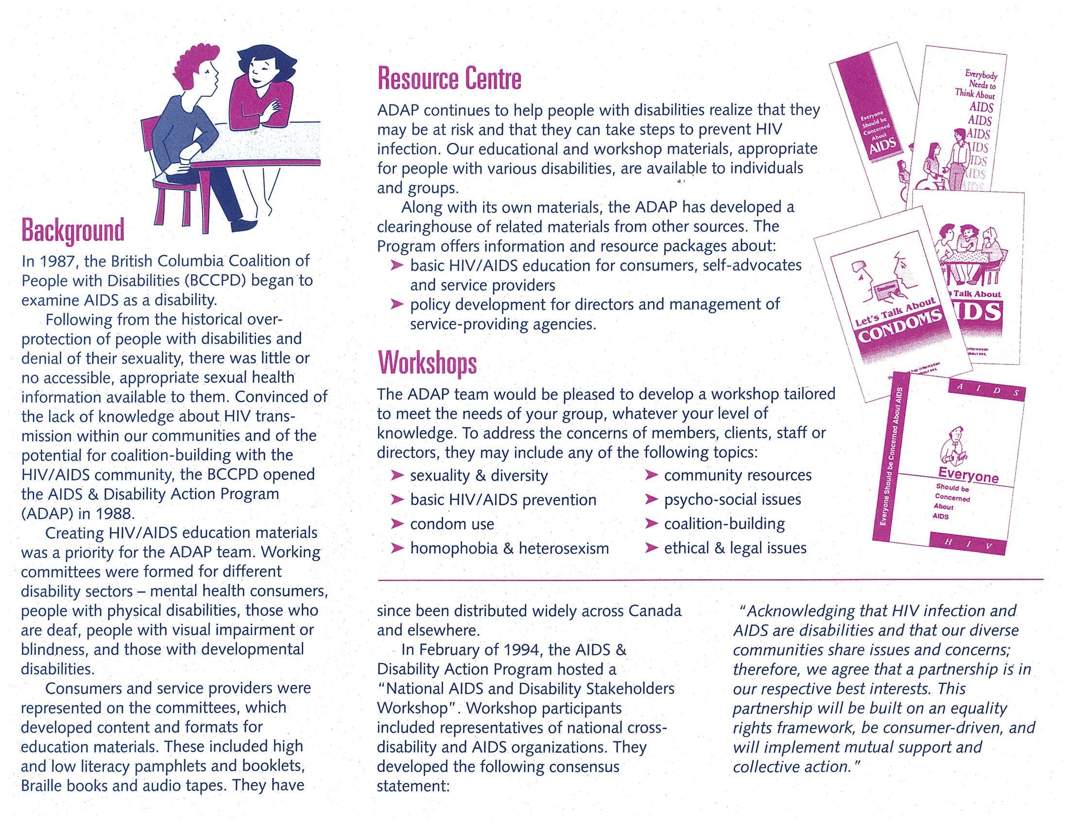 44.BCCPD-brochure Brochure with navy and purple text with a cartoon of two people seated together