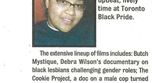 Newspaper clipping. At the top, there is a photo of a person with short hair wearing a black jacket; in the middle of the article, there is a photo of a smiling person wearing rectangular-framed glasses.