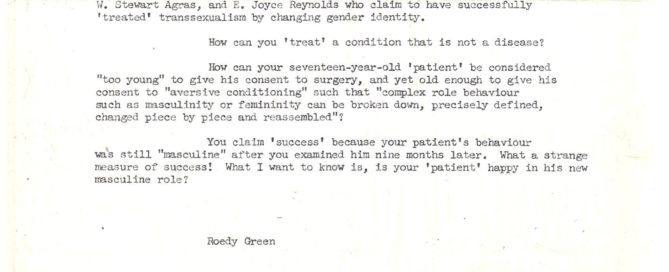 Typewritten letter from Roedy Green with additional handwritten notes in purple and black ink.