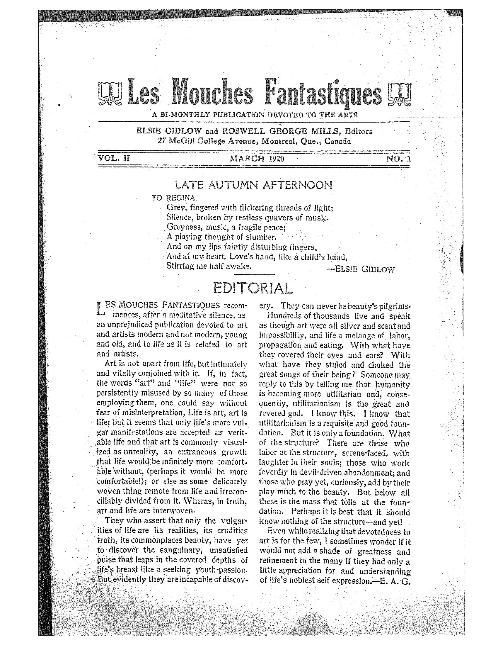 Cover page of a newsletter, including the title and date of publication, a poem, and a short editorial.