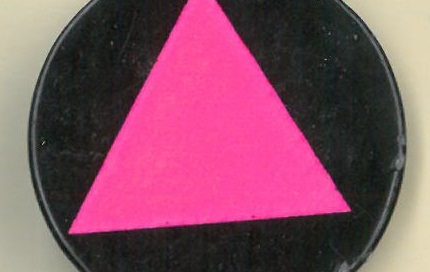 Black button with image of hot pink triangle.