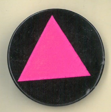 Black button with image of hot pink triangle.