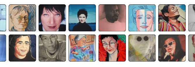 A collection of 16 portraits.